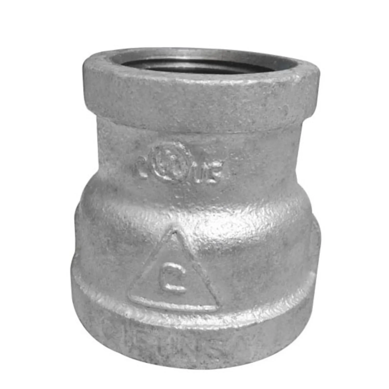 REDUCCION CAMPANA FIERRO MALEABLE GALVANIZADO X 45° CLASE 150 ROSCA NPT UL/FM