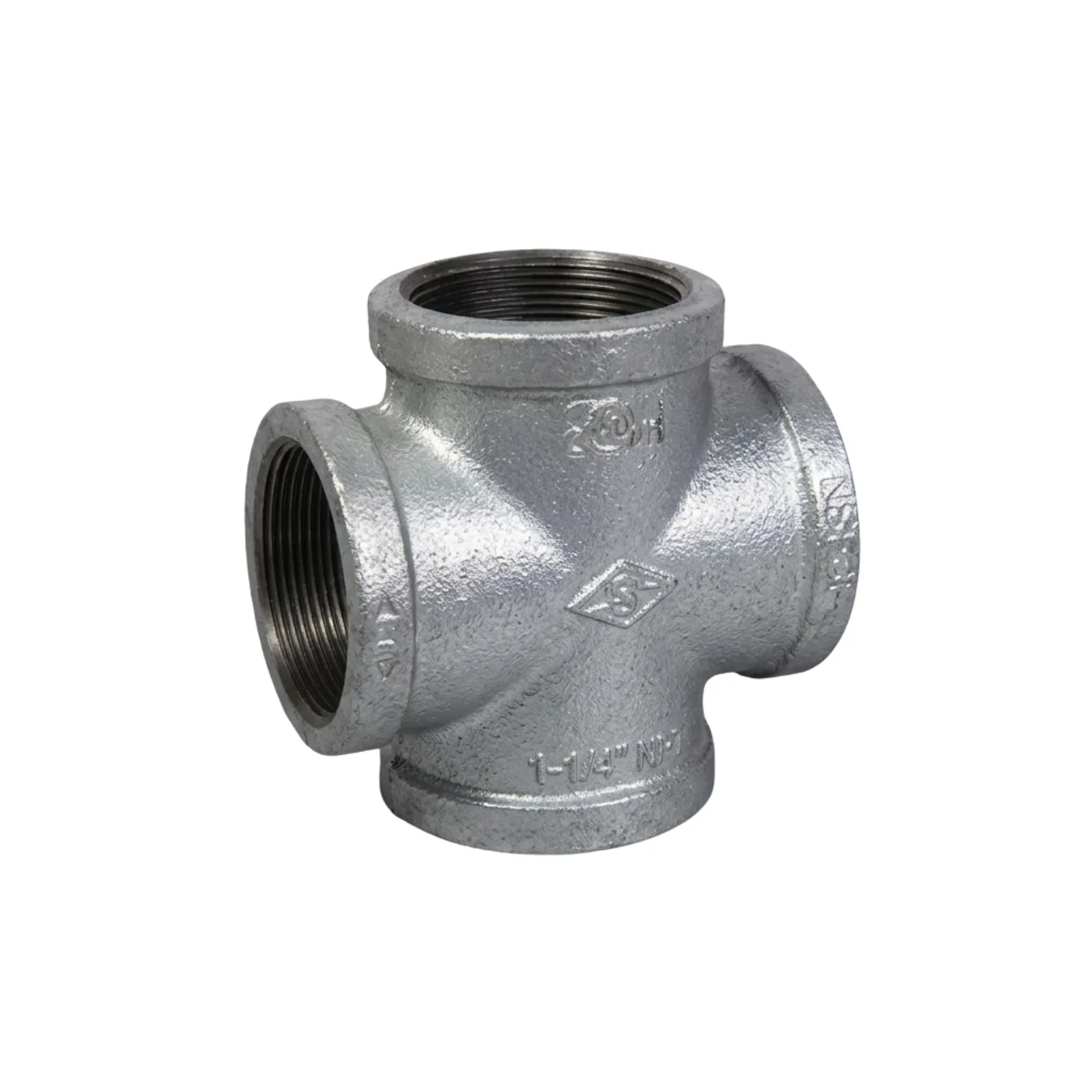 CRUZ REFORZADO FIERRO MALEABLE GALVANIZADO X 45° CLASE 150 ROSCA NPT UL/FM